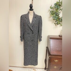 Women's VTG preppy 100% Double-Breasted Tweed Coat small multicolor trench coat